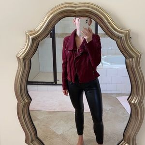 Thread and Supply Red Faux Leather Moto Jacket